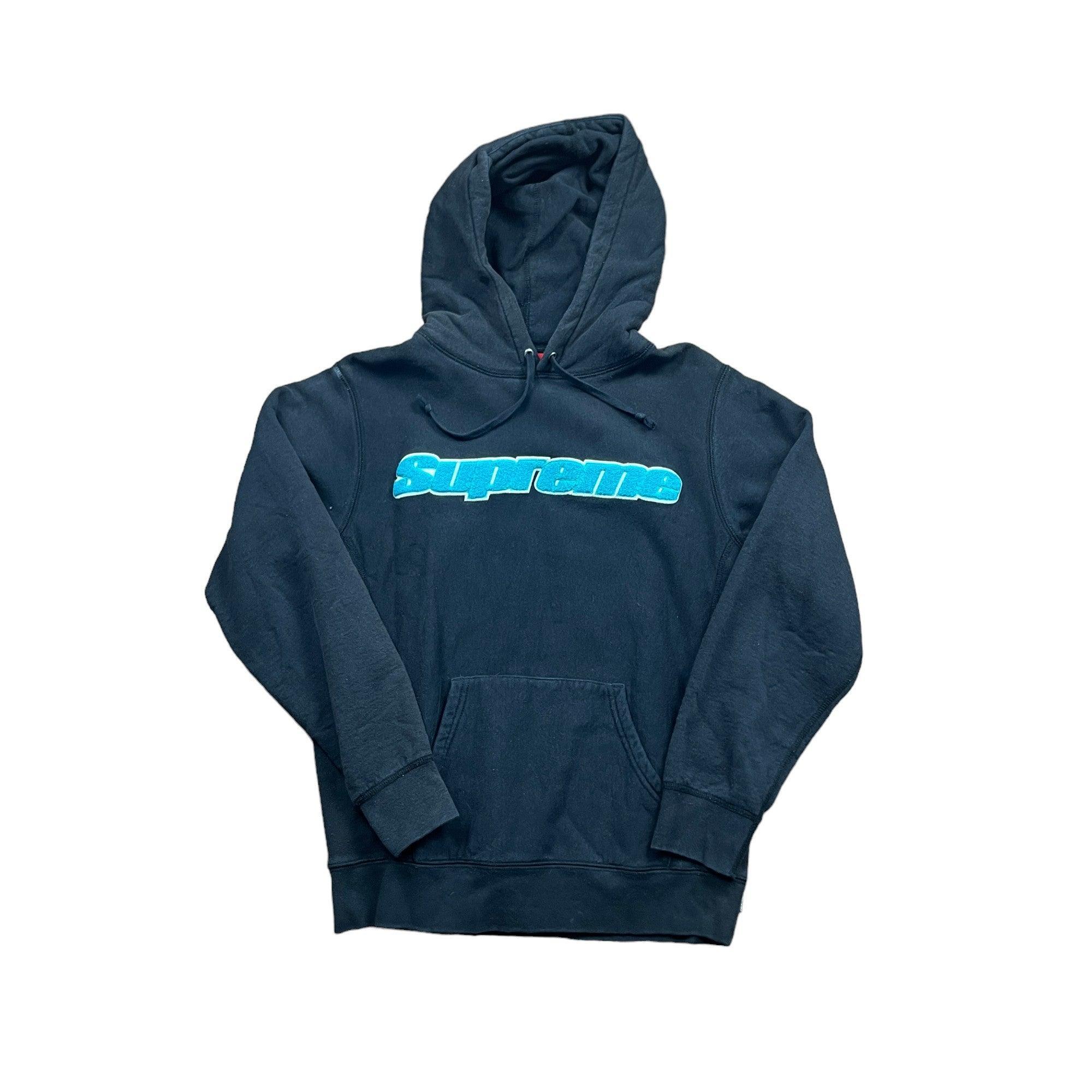 Blue and black supreme hoodie sale