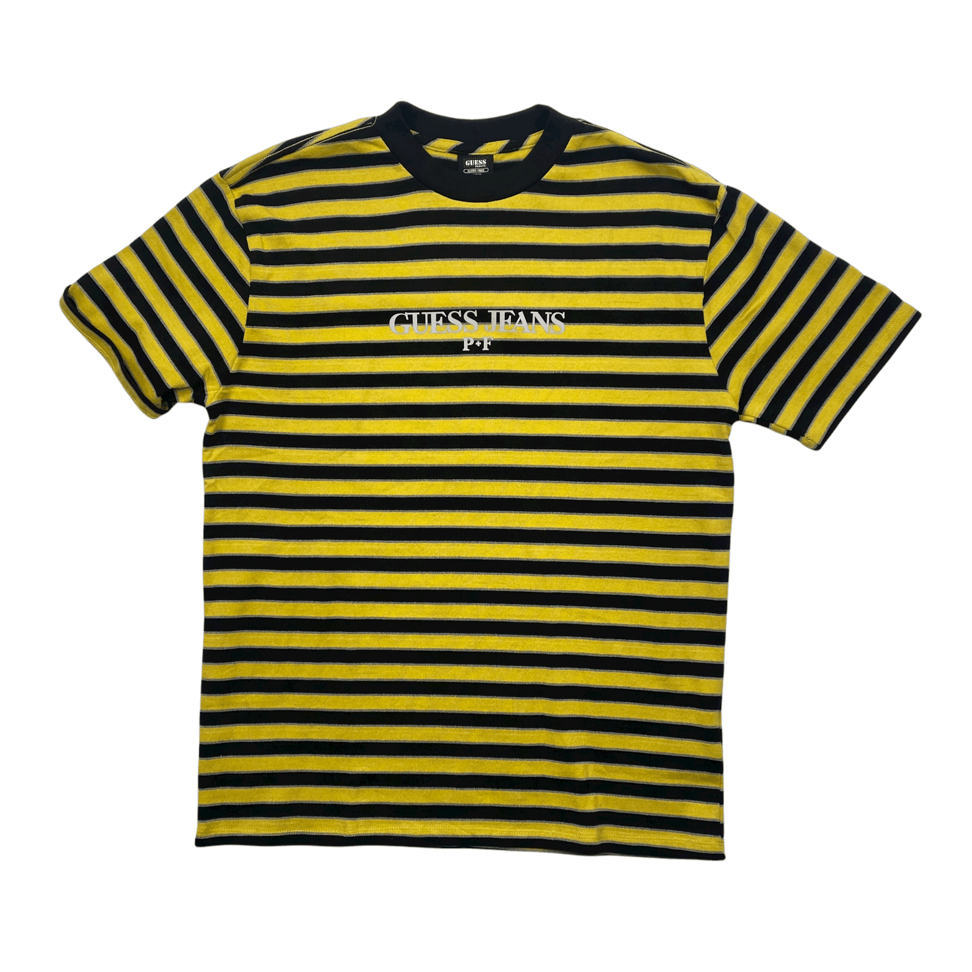 Black Yellow Guess Jeans x Places Faces Striped Tee