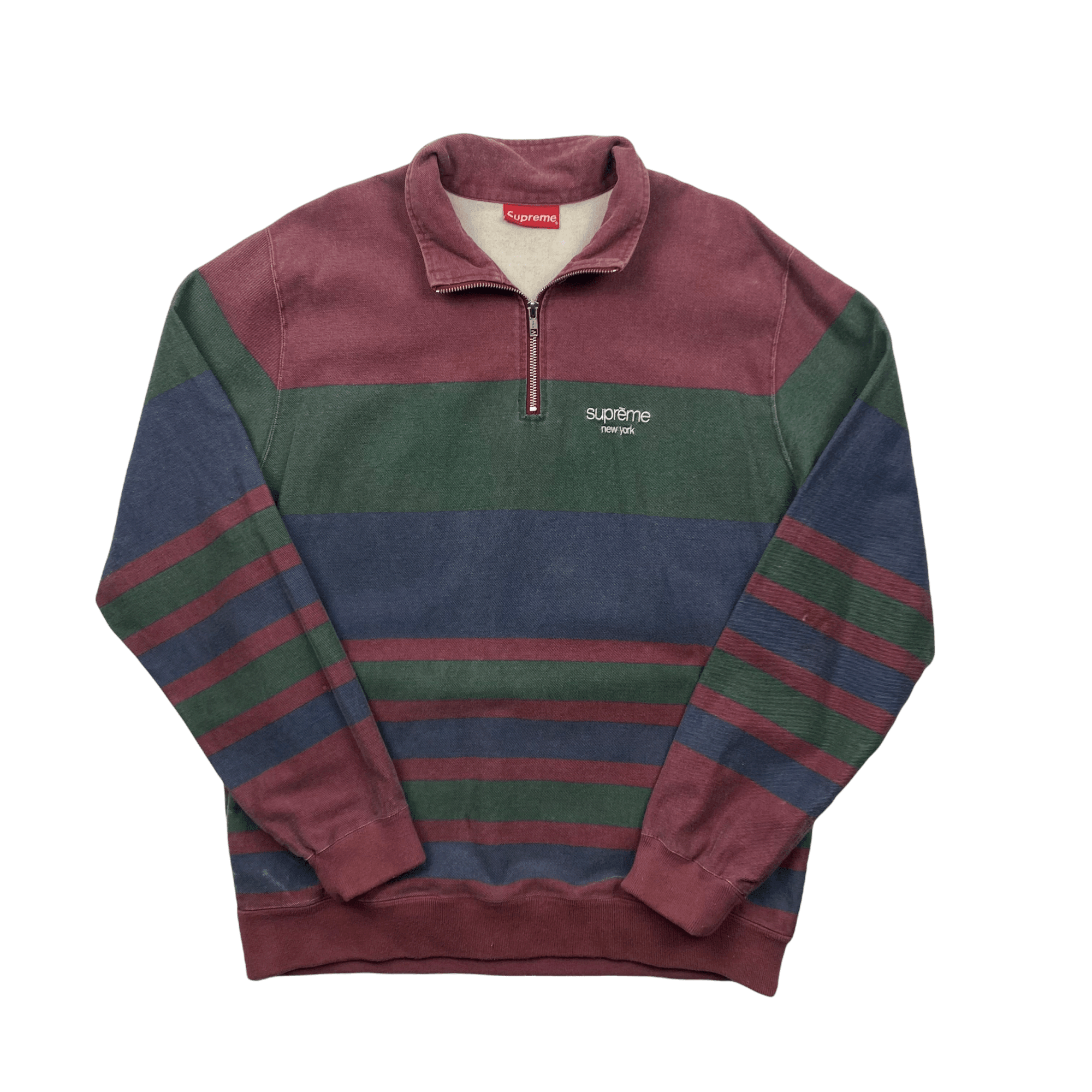 Burgundy, Blue + Green Supreme Classic Logo Quarter Zip