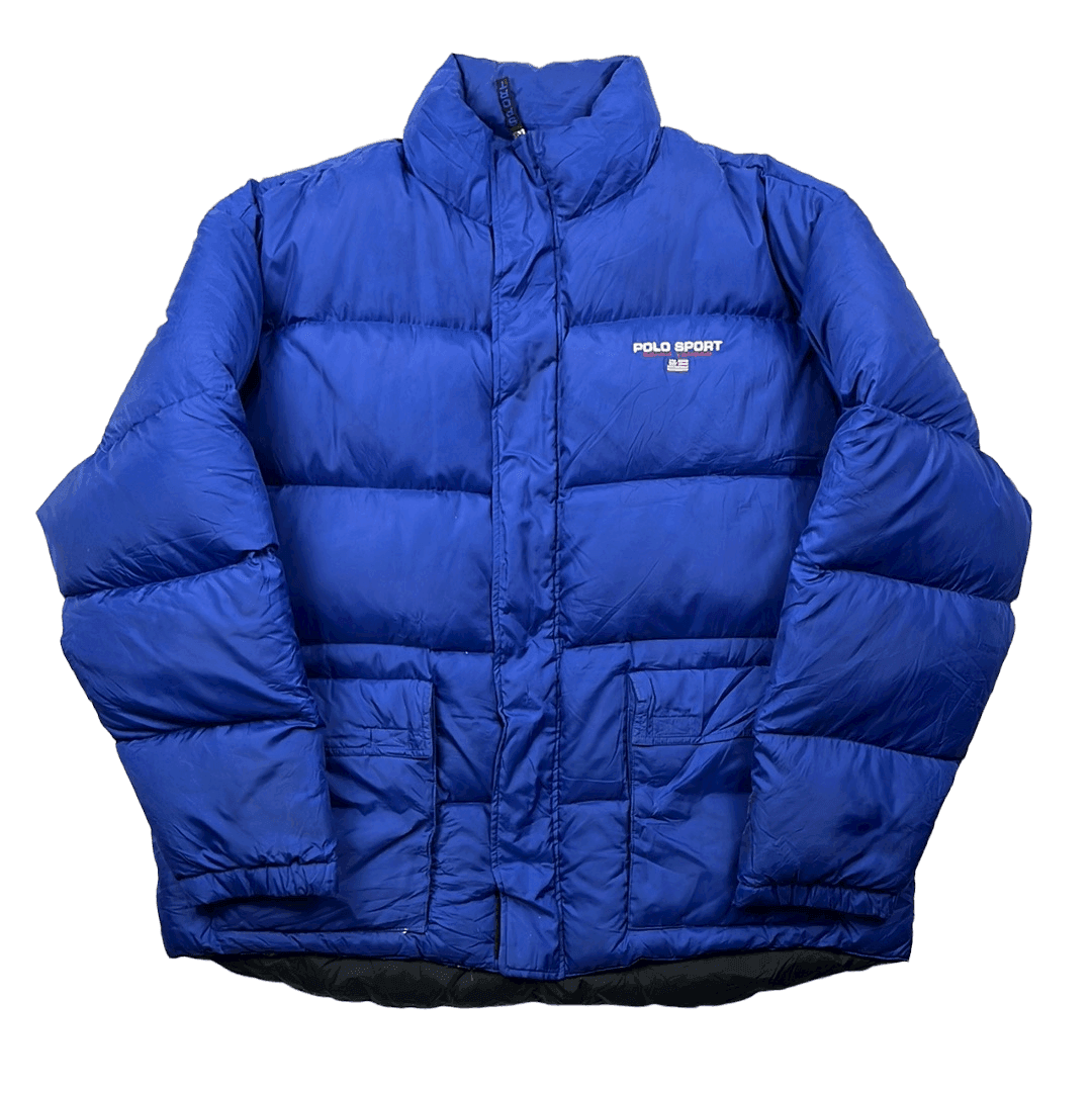 Vintage 90s Blue Ralph Lauren Polo Sport Puffer Coat Jacket Extra L