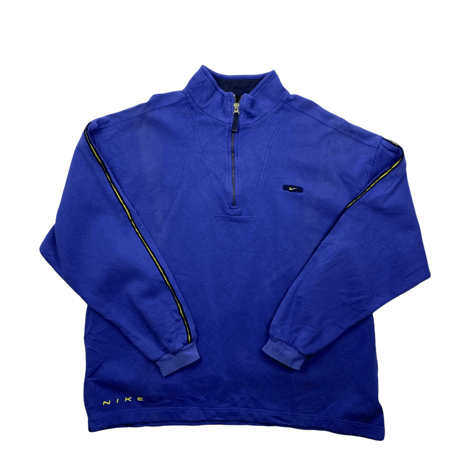 Vintage 90s Blue Yellow Nike Quarter Zip Sweatshirt Extra Large