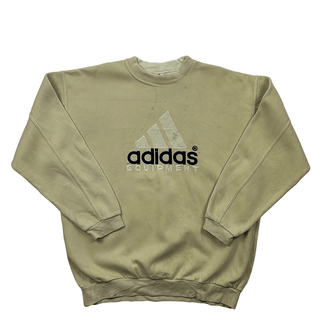 Vintage 90s Cream Adidas Equipment Spell Out Sweatshirt XL