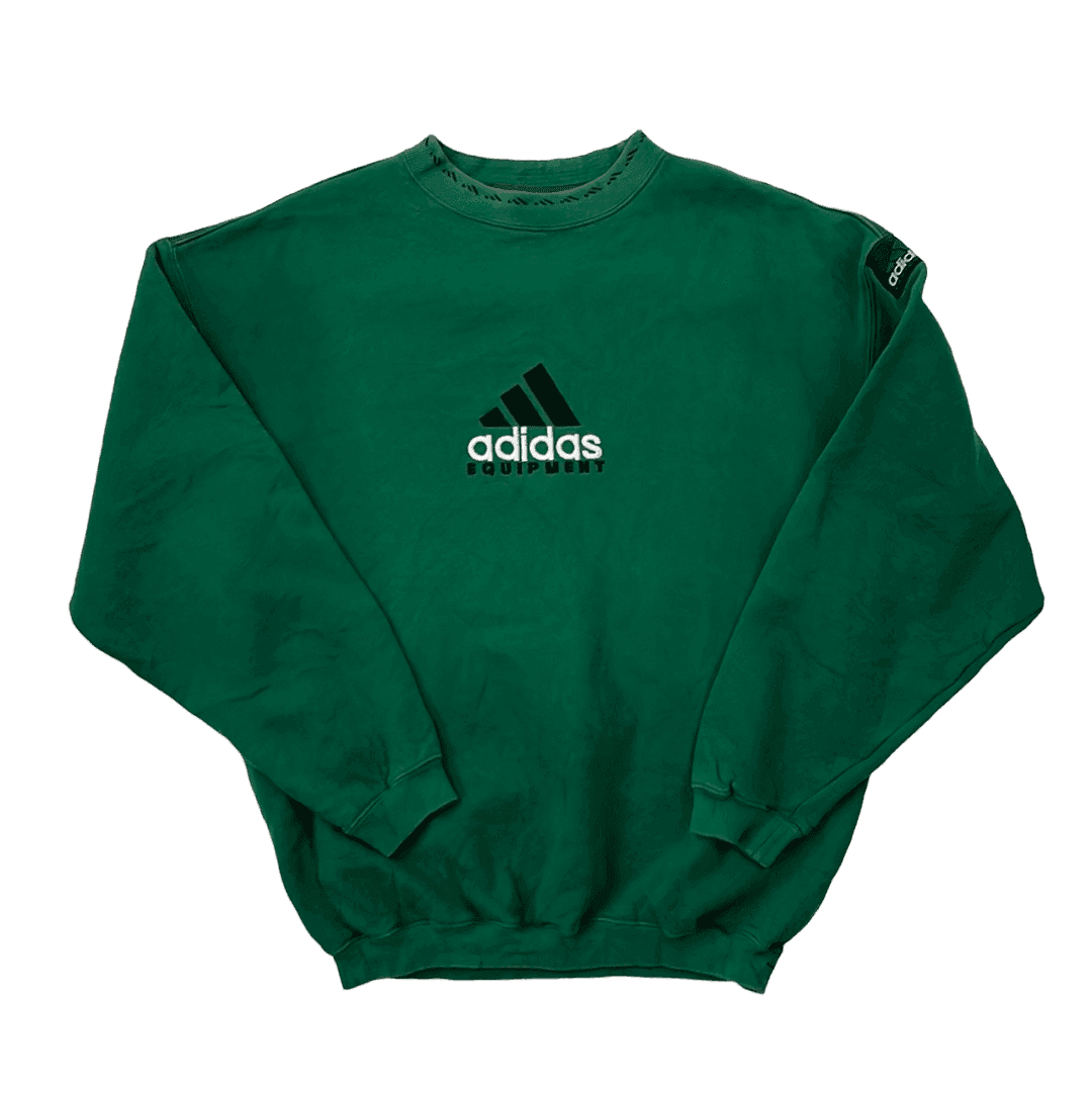 Vintage 90s Green Adidas Equipment Spell Out Sweatshirt Medium