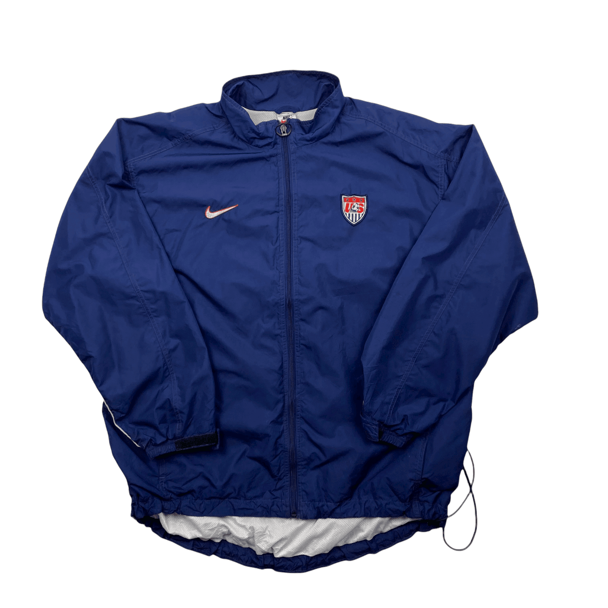 Vintage 90s Navy Blue Nike USA Football Windbreaker Jacket Extra Lar