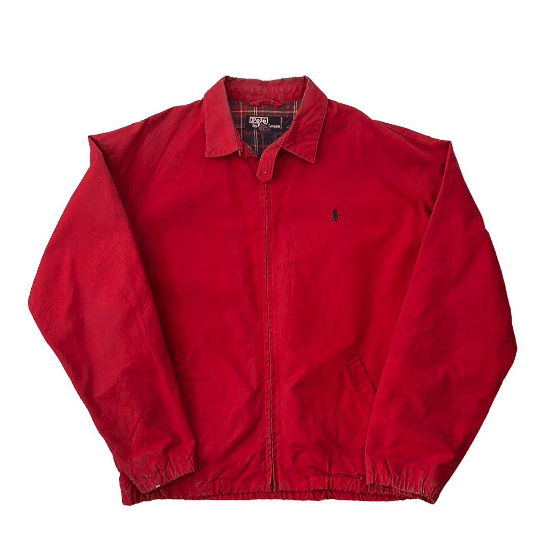 All red top polo jacket