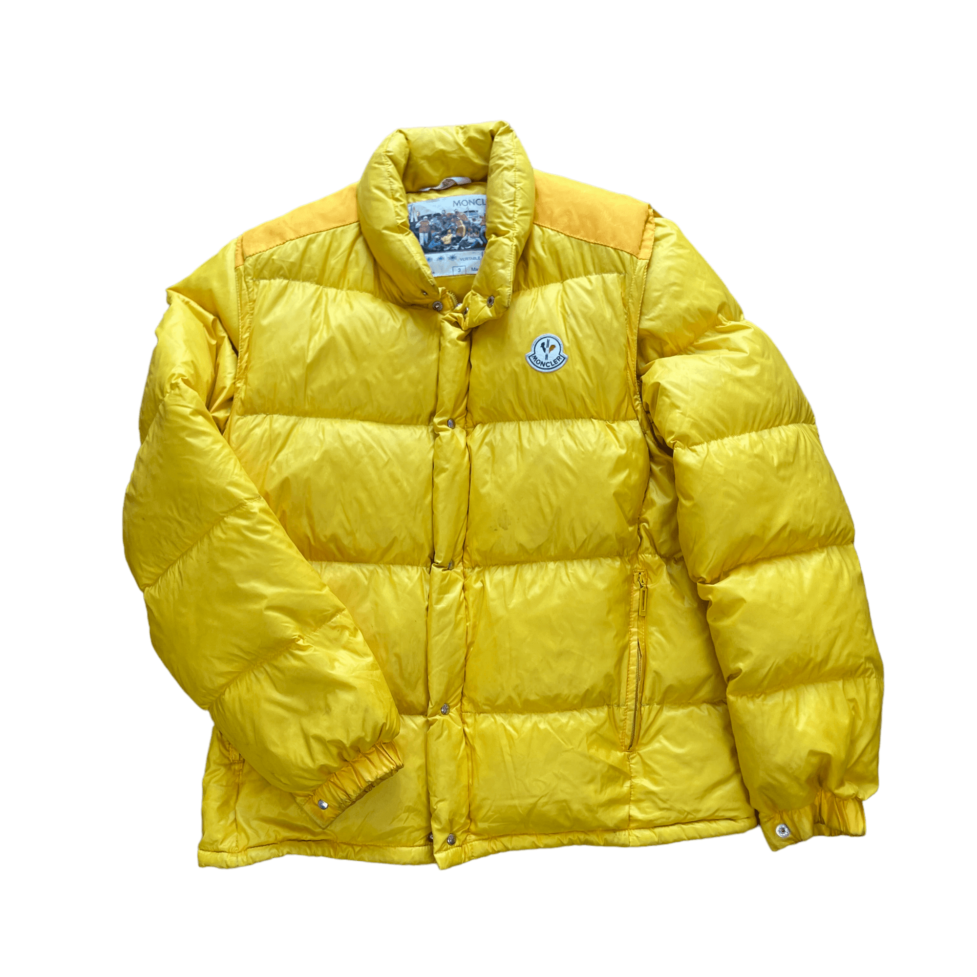 Vintage 90s Yellow Moncler Grenoble Puffer Coat Medium