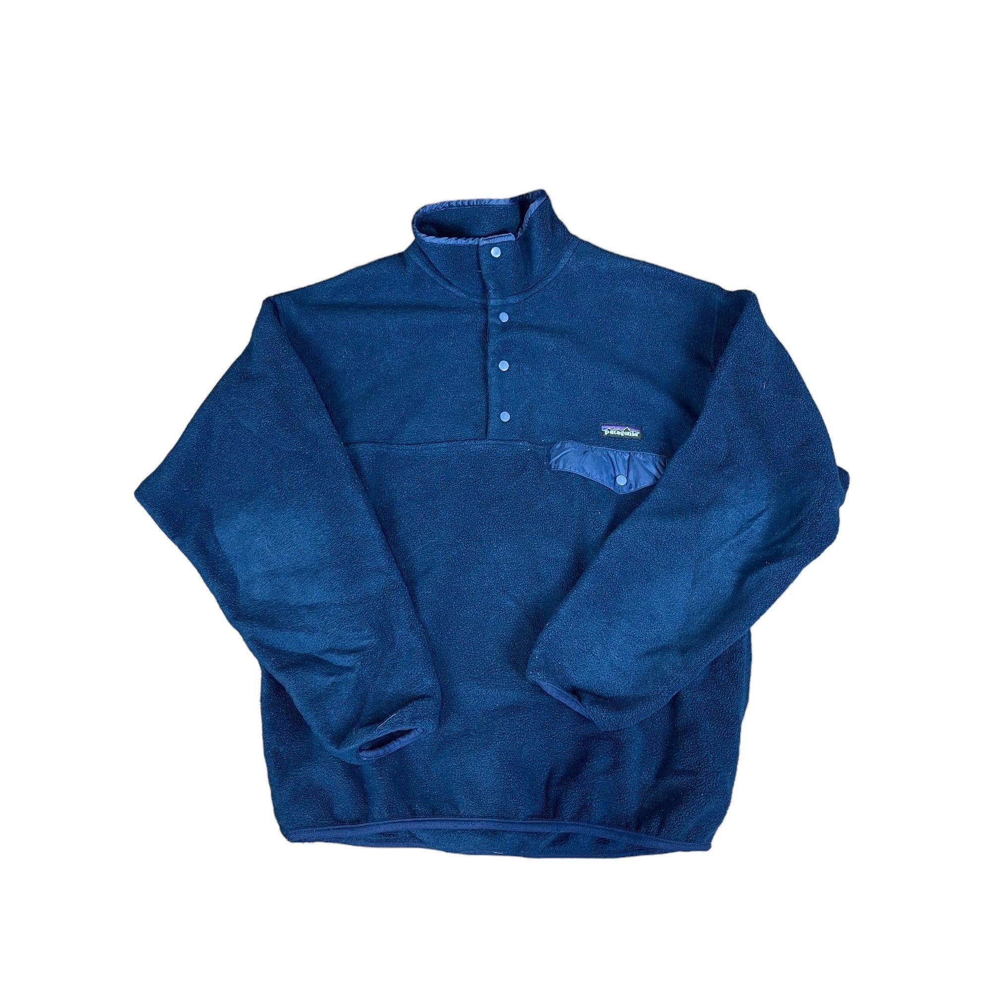 PATAGONIA Synchilla Navy Blue Fleece Jacket Made in USA Mens つよかっ XL 海外 即決