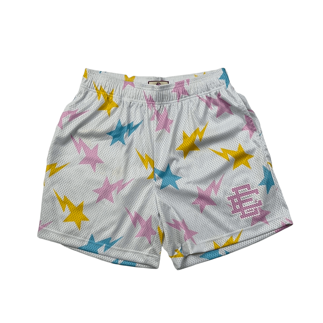 White Pink Blue Yellow Eric Emmanuel BAPESTA Shorts L