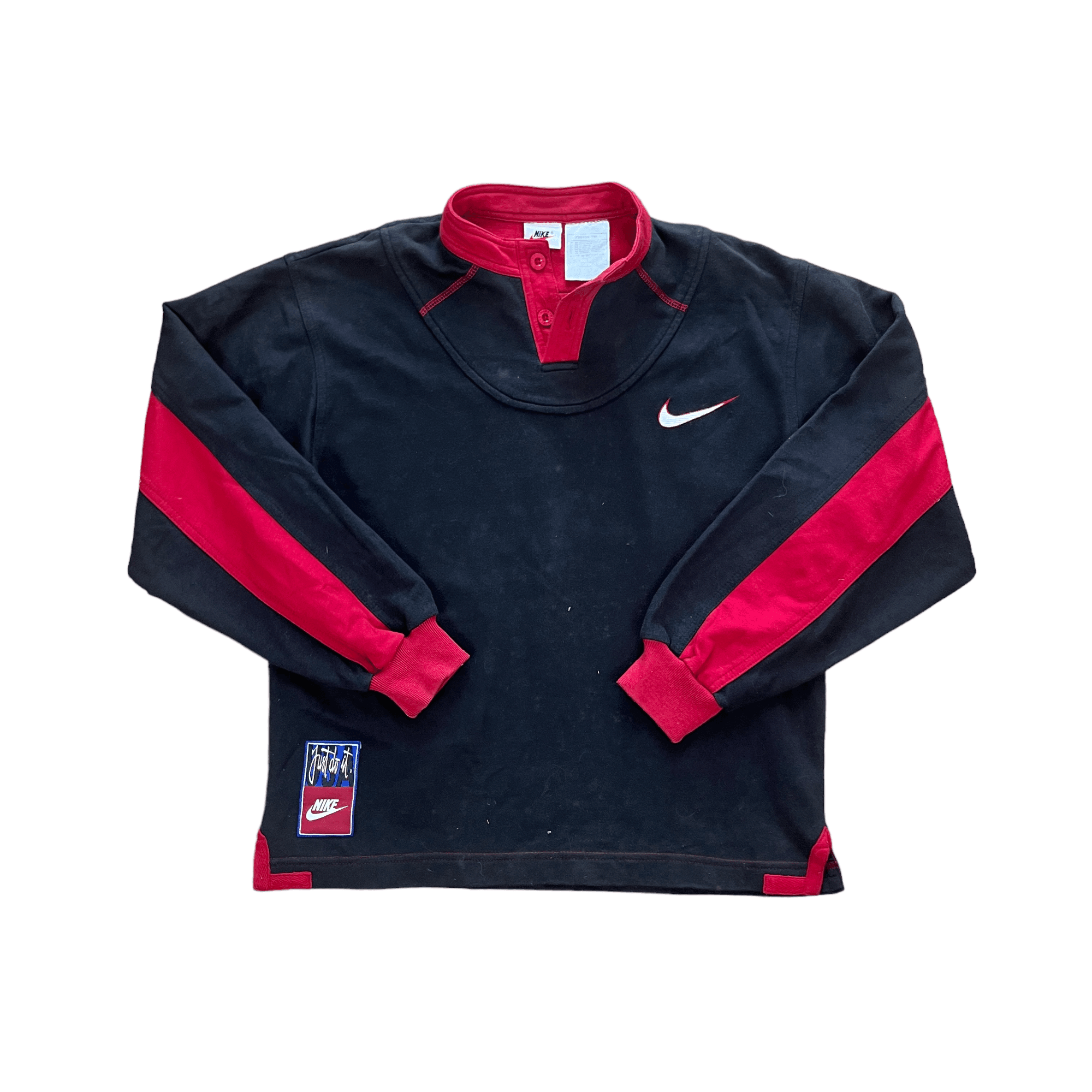 Women s Vintage 90s Black Red Nike Sweatshirt Large