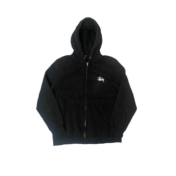 Black Stussy Zip Up Hoodie - S