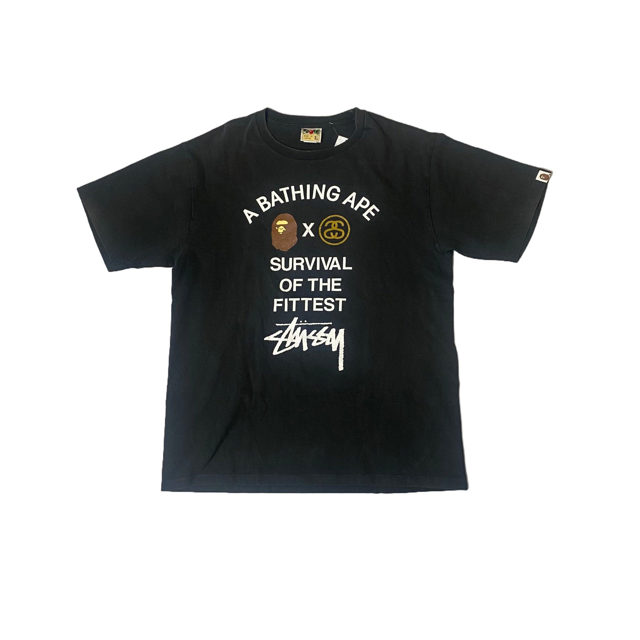 Black A Bathing Ape (BAPE) x Stussy Tee - XL