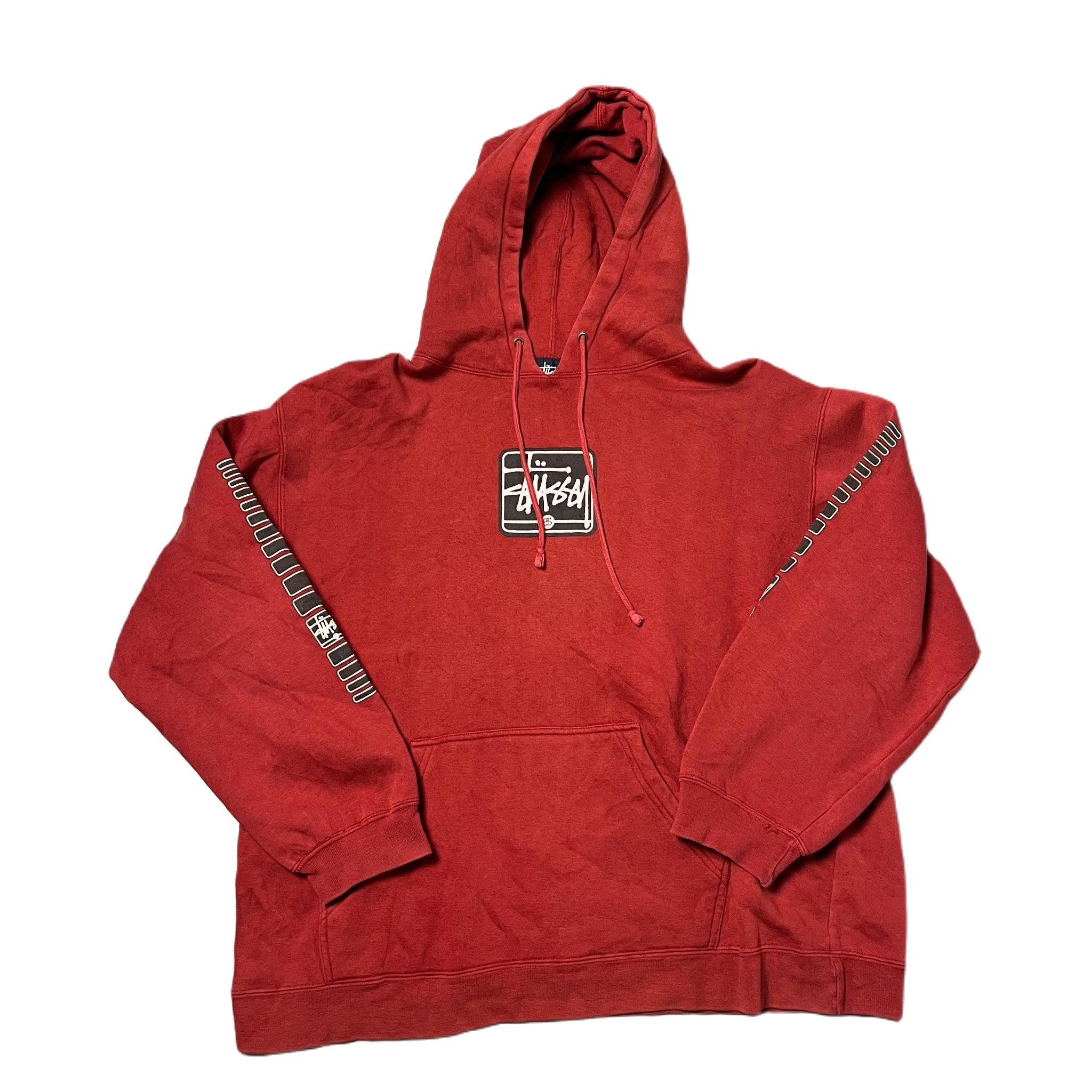 Vintage Red Stussy Hoodie - L