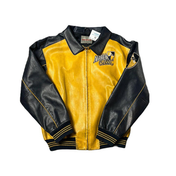 Vintage Yellow + Navy Blue Avirex Leather Jacket - M