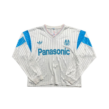 1989-90 White + Blue Olympique Marseille Tee - Medium - The Streetwear Studio