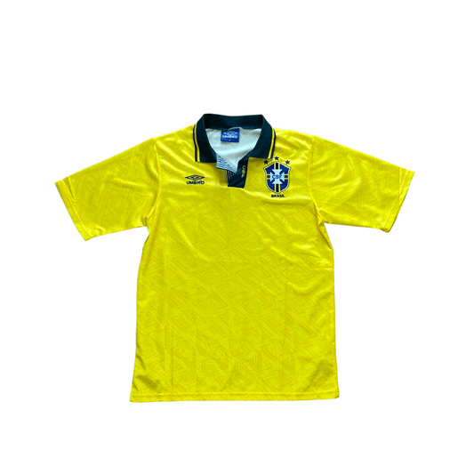 1993-94 Yellow Umbro Brazil Tee - Medium - The Streetwear Studio