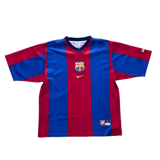 1998-00 Burgundy + Blue Nike Barcelona FC Shirt - Large - The Streetwear Studio
