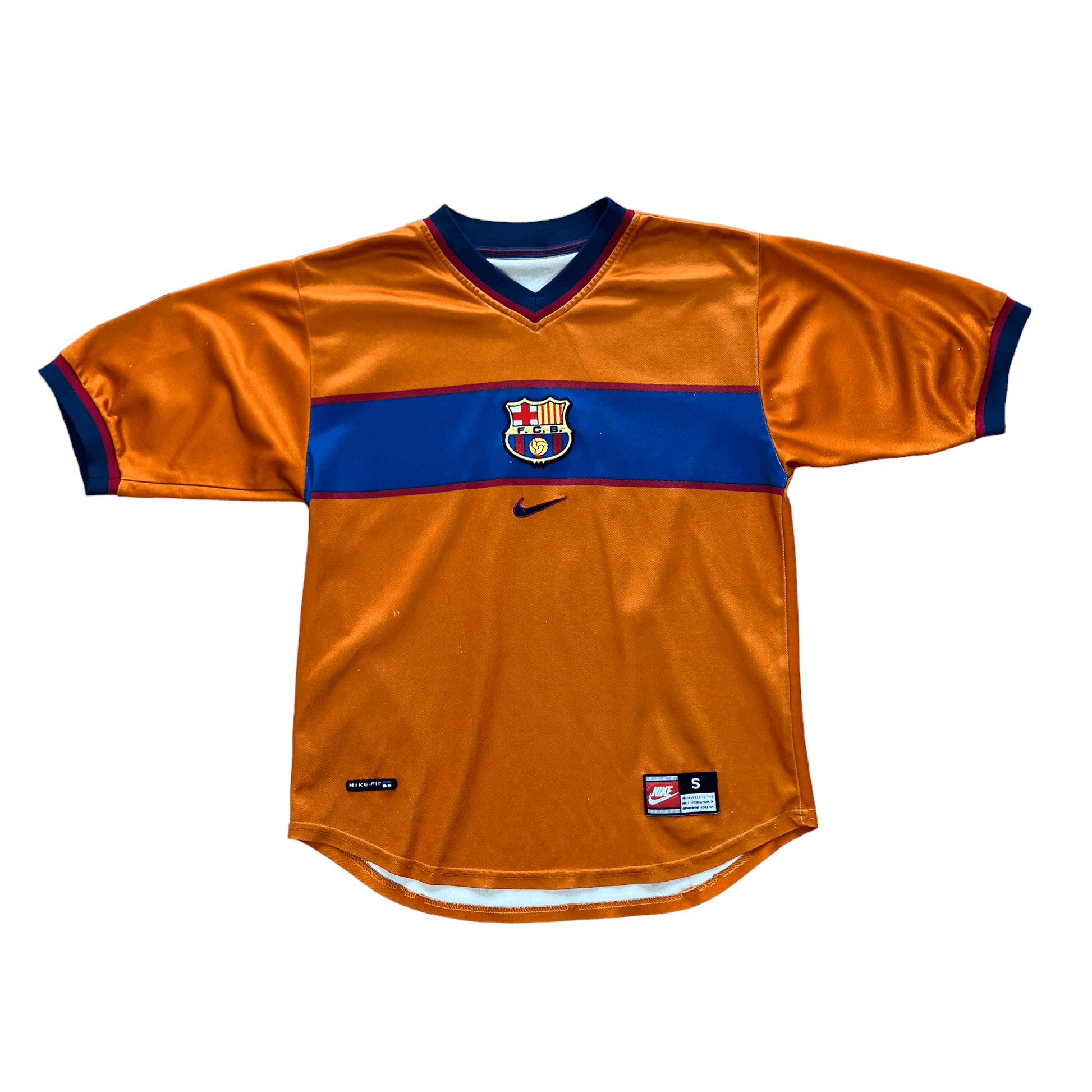 1998 00 Orange Nike Barcelona FC 3rd Third Shirt S