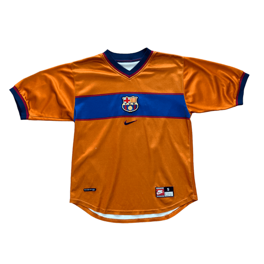 1998-00 Orange Nike Barcelona FC Figo Third Shirt - Small - The Streetwear Studio