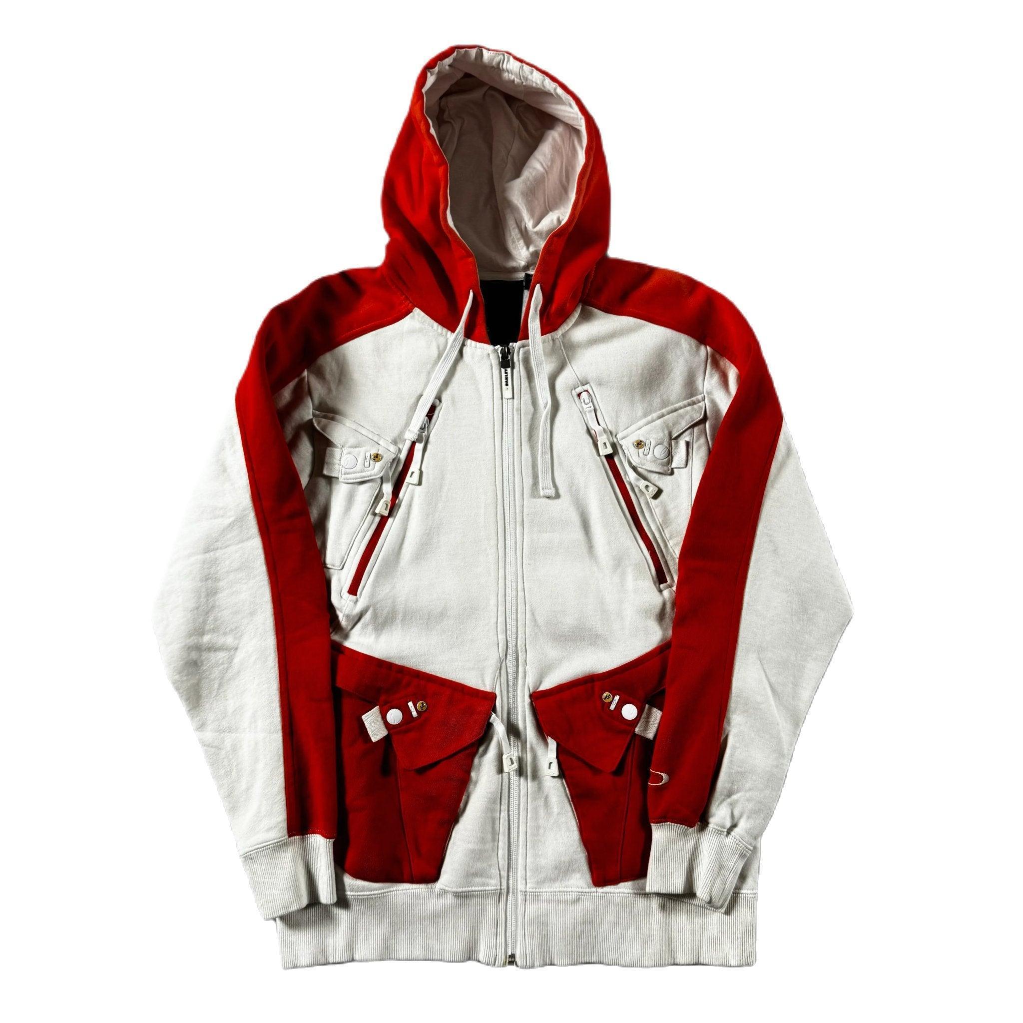 White + Red Oakley Full Zip Hoodie - S