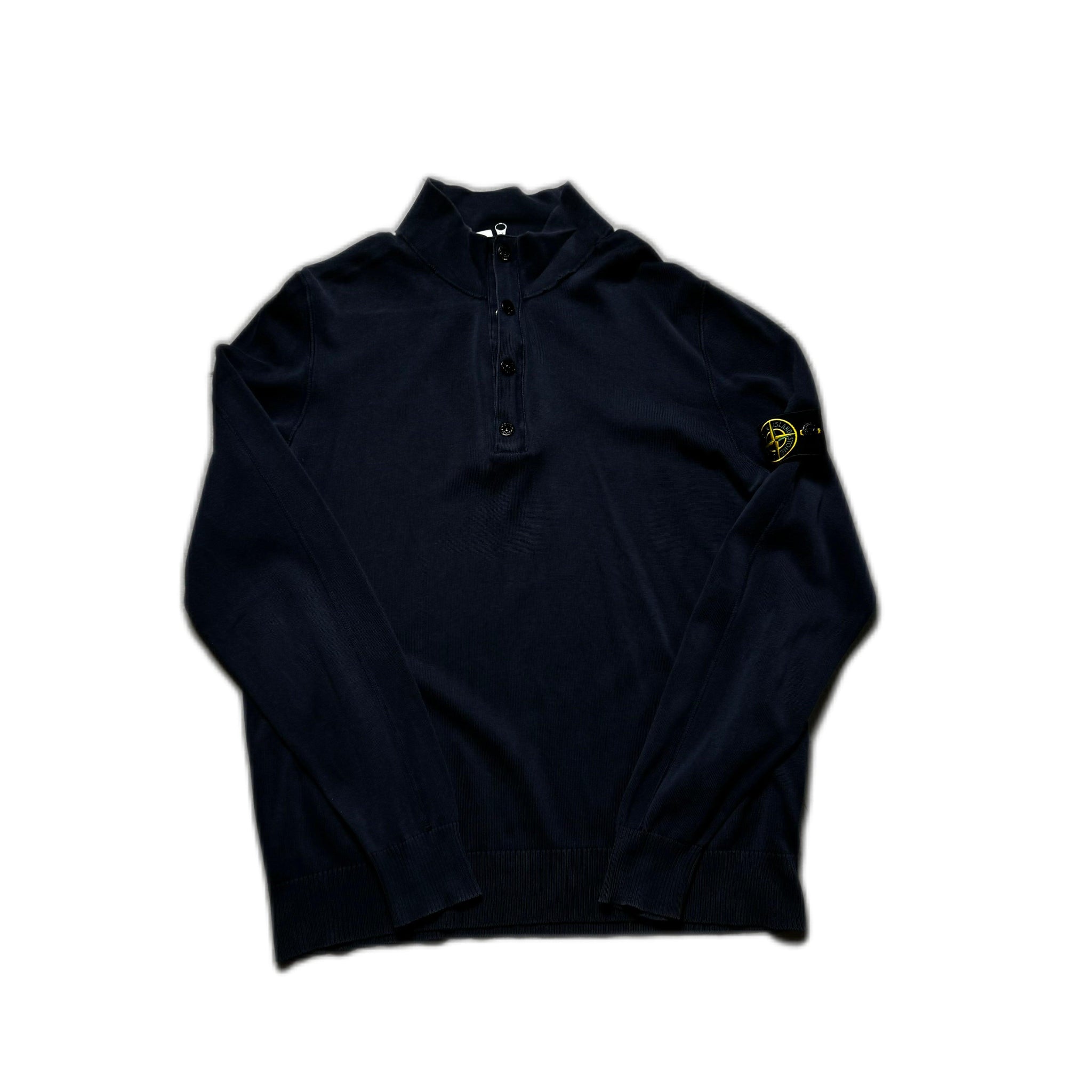 Vintage Navy Blue Stone Island 1/4 Zip Sweatshirt - XL