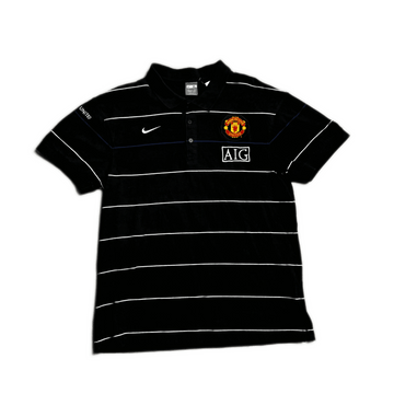 Vintage Black Manchester United Polo Shirt - XL