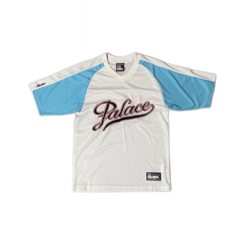 White + Blue Palace Script Jersey - S