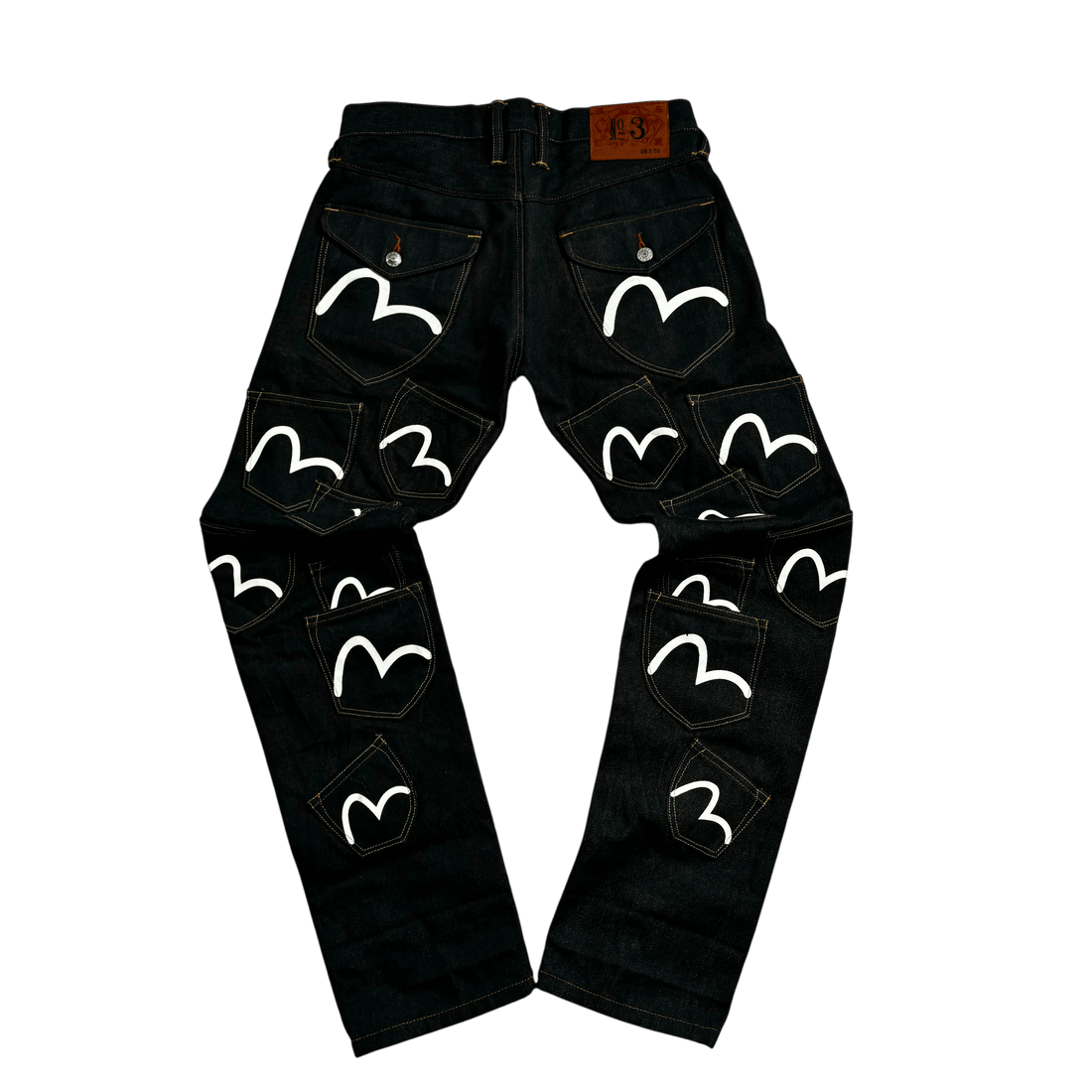 Black Evisu Multi Pocket Jeans - 28 x 32