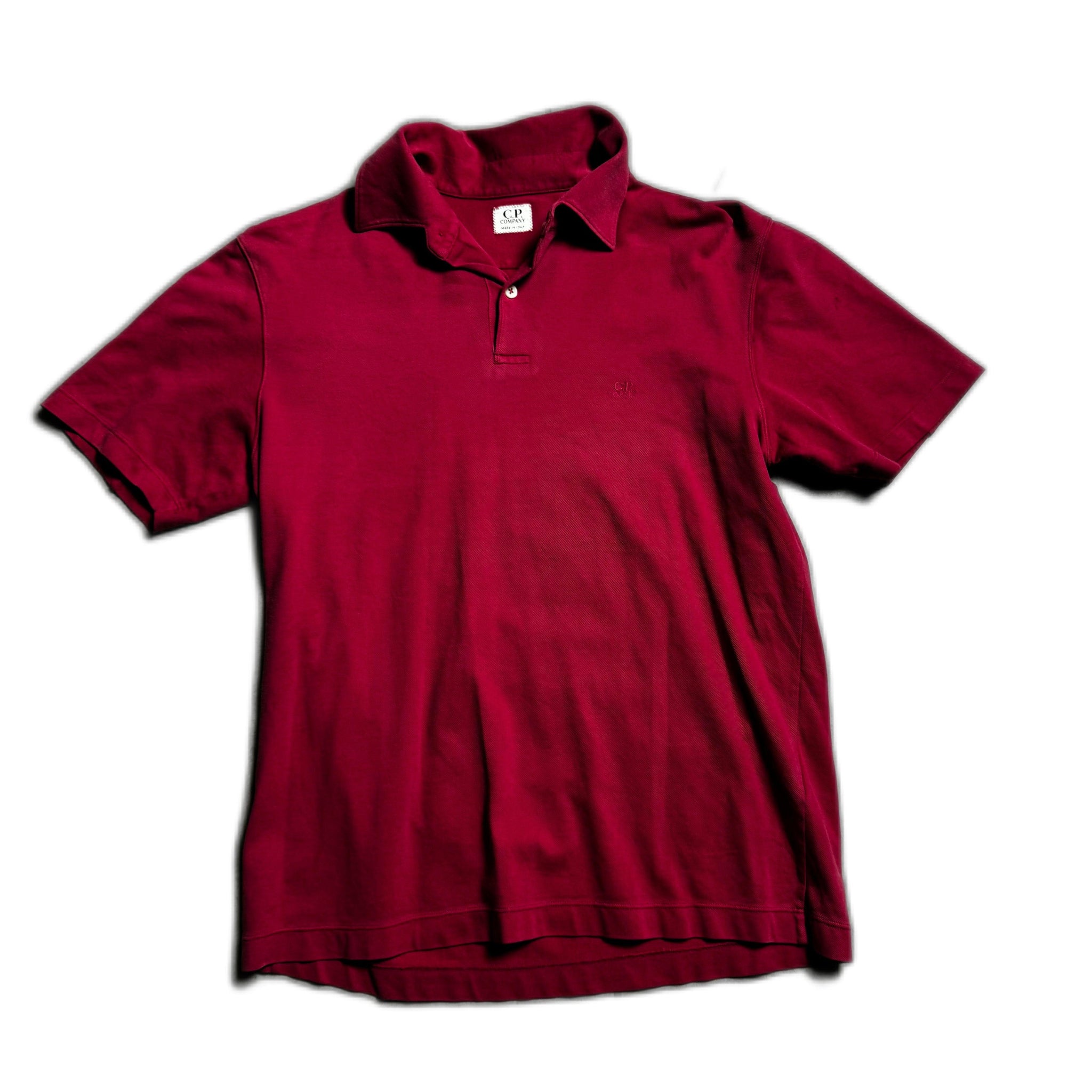 Vintage Burgundy CP Company Polo Shirt - S