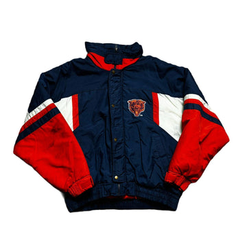 Vintage Navy Blue, White + Orange Chicago Bears NFL Coat - M