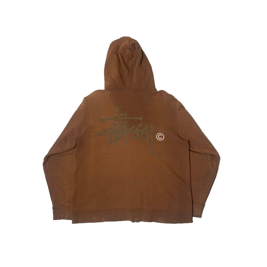 Brown Stussy Zip Up Hoodie - XL