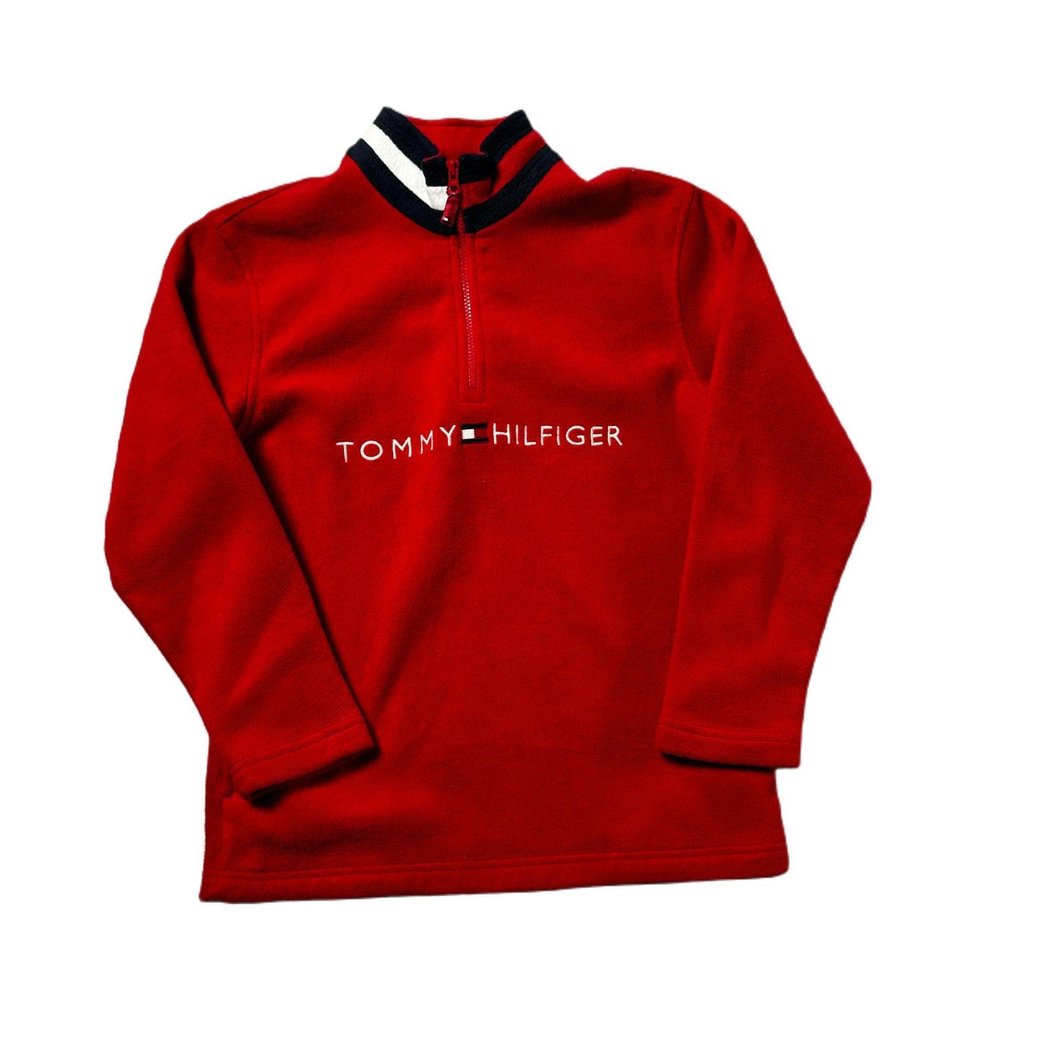 Vintage Red Tommy Hilfiger 1/4 Zip Fleece - L