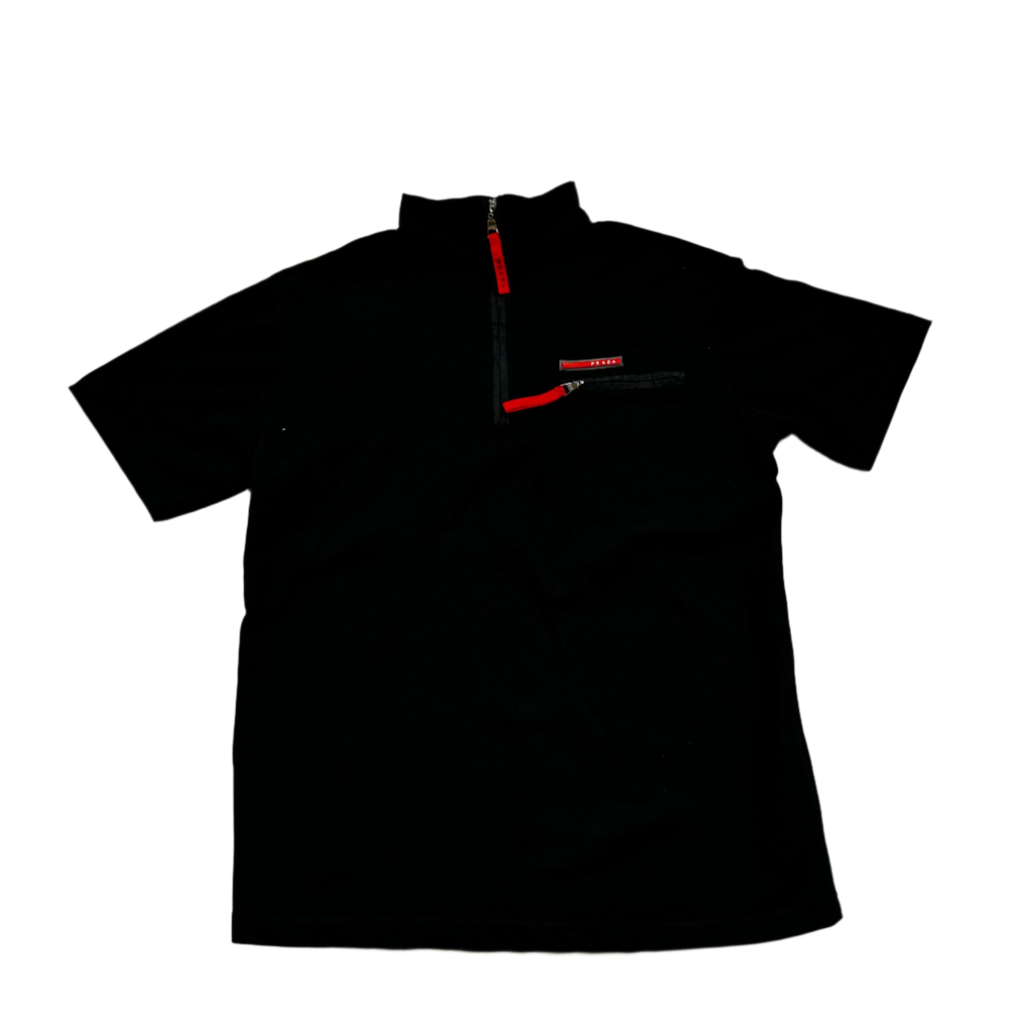 Vintage Black Prada 1/4 Zip Polo Shirt - M