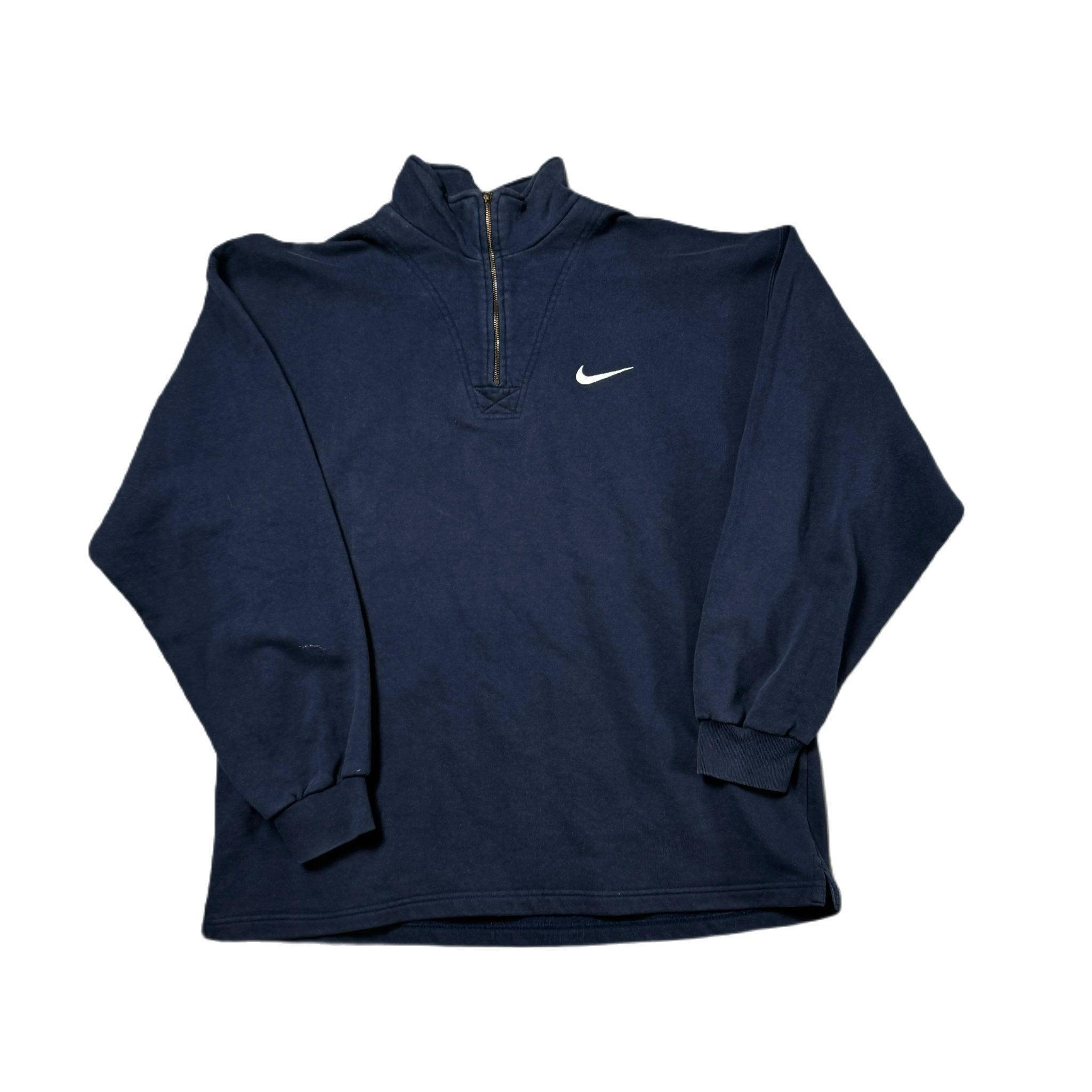 Vintage Navy Blue Nike 1/4 Zip Sweatshirt - L