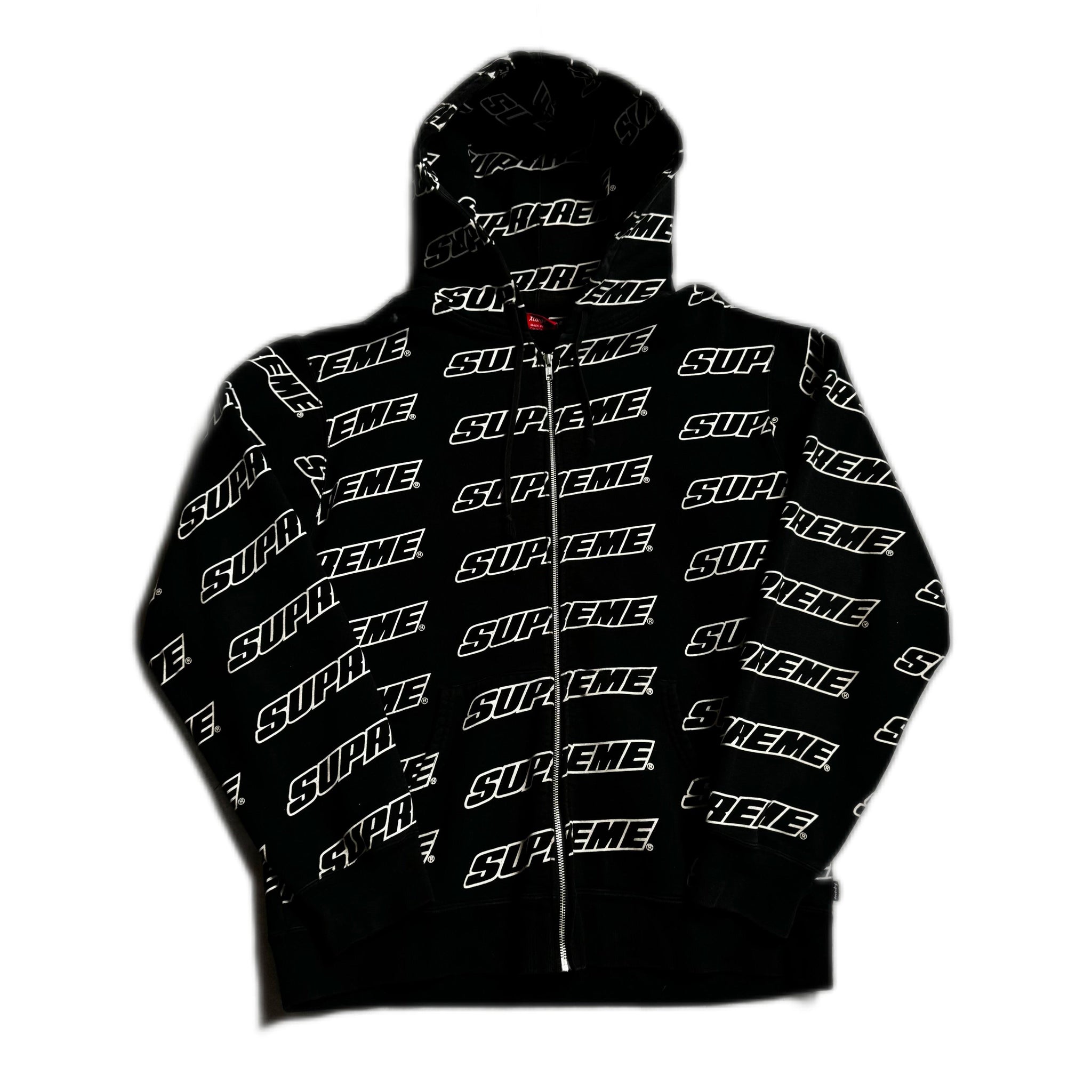 Black Supreme Zip Up Hoodie - XL