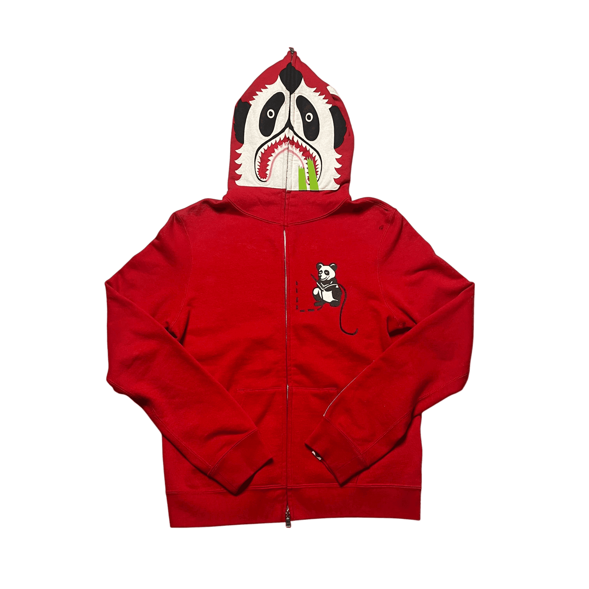 Red A Bathing Ape (BAPE) Panda Full Zip Hoodie - S