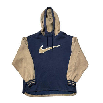 Vintage Navy Blue + Beige Nike Hoodie - XL