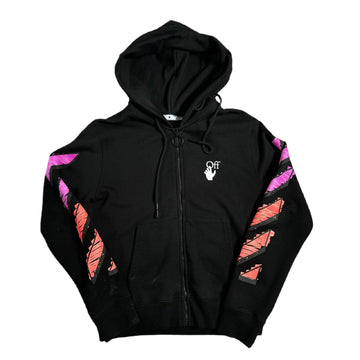 Black Off-White Zip Up Hoodie - M