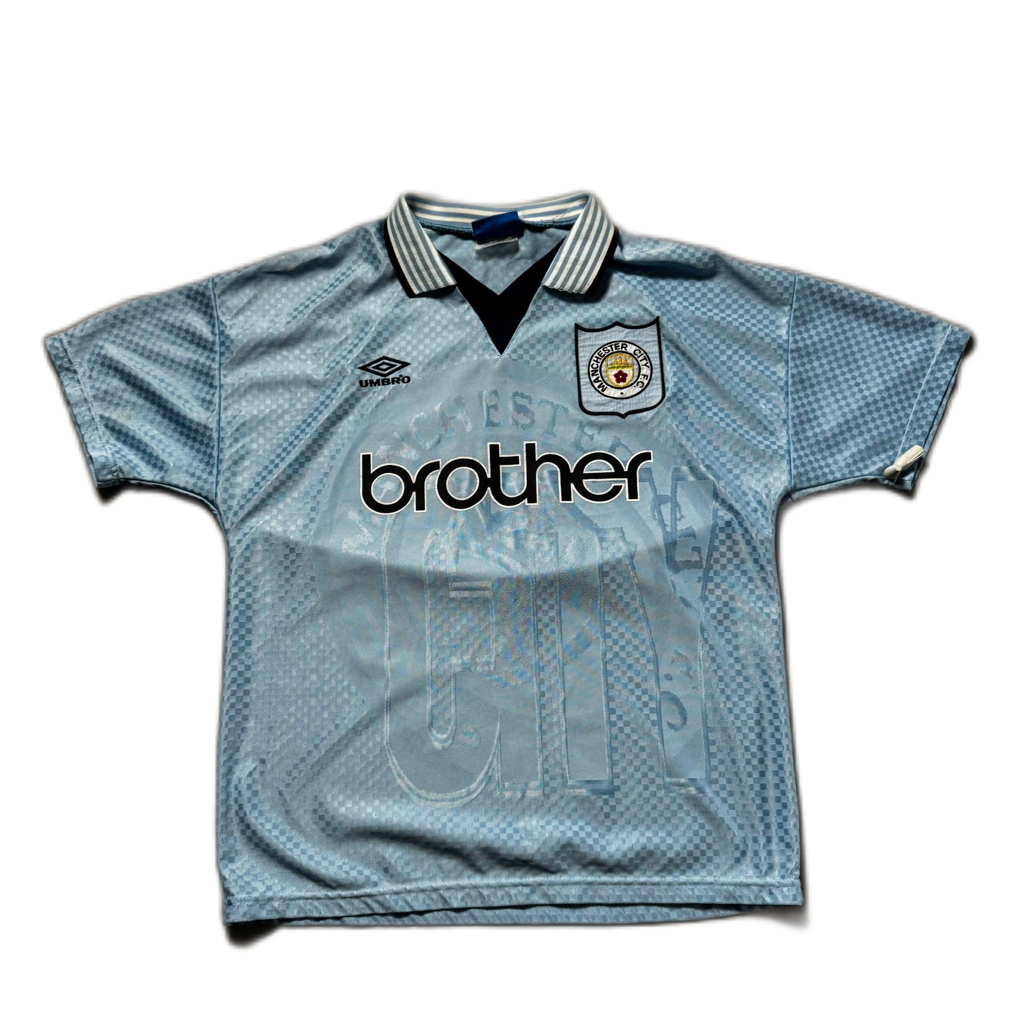 1995 - 97 Manchester City Home 'Rosler' Signed Shirt - L