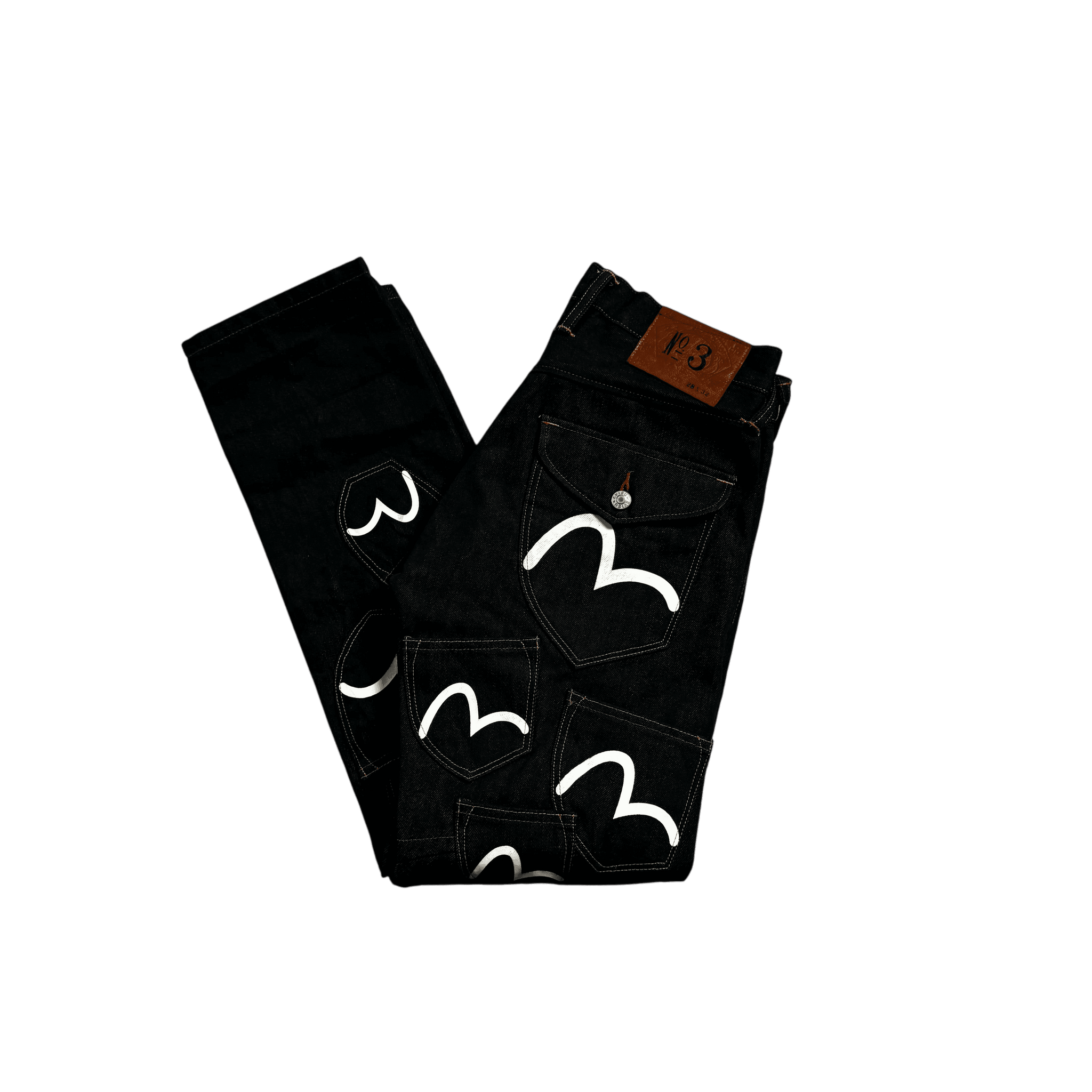 Black Evisu Multi Pocket Jeans - 28 x 32