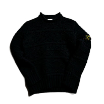 Navy Blue Stone Island Knitted Sweatshirt - S