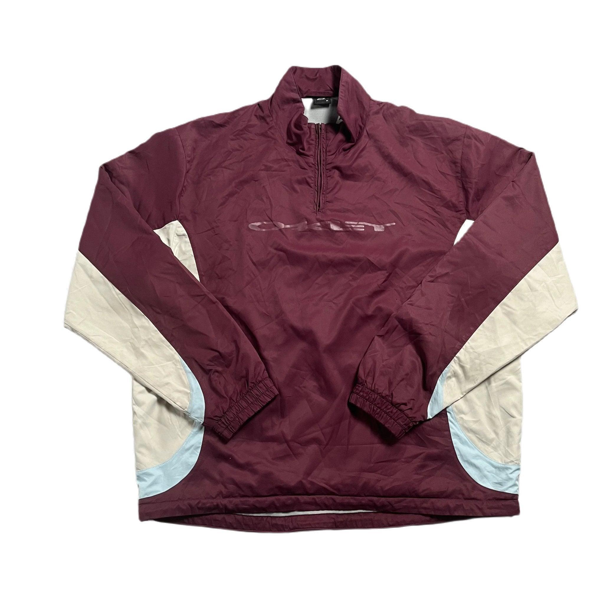 Vintage Burgundy + Cream Oakley 1/4 Zip Pullover Jacket - M