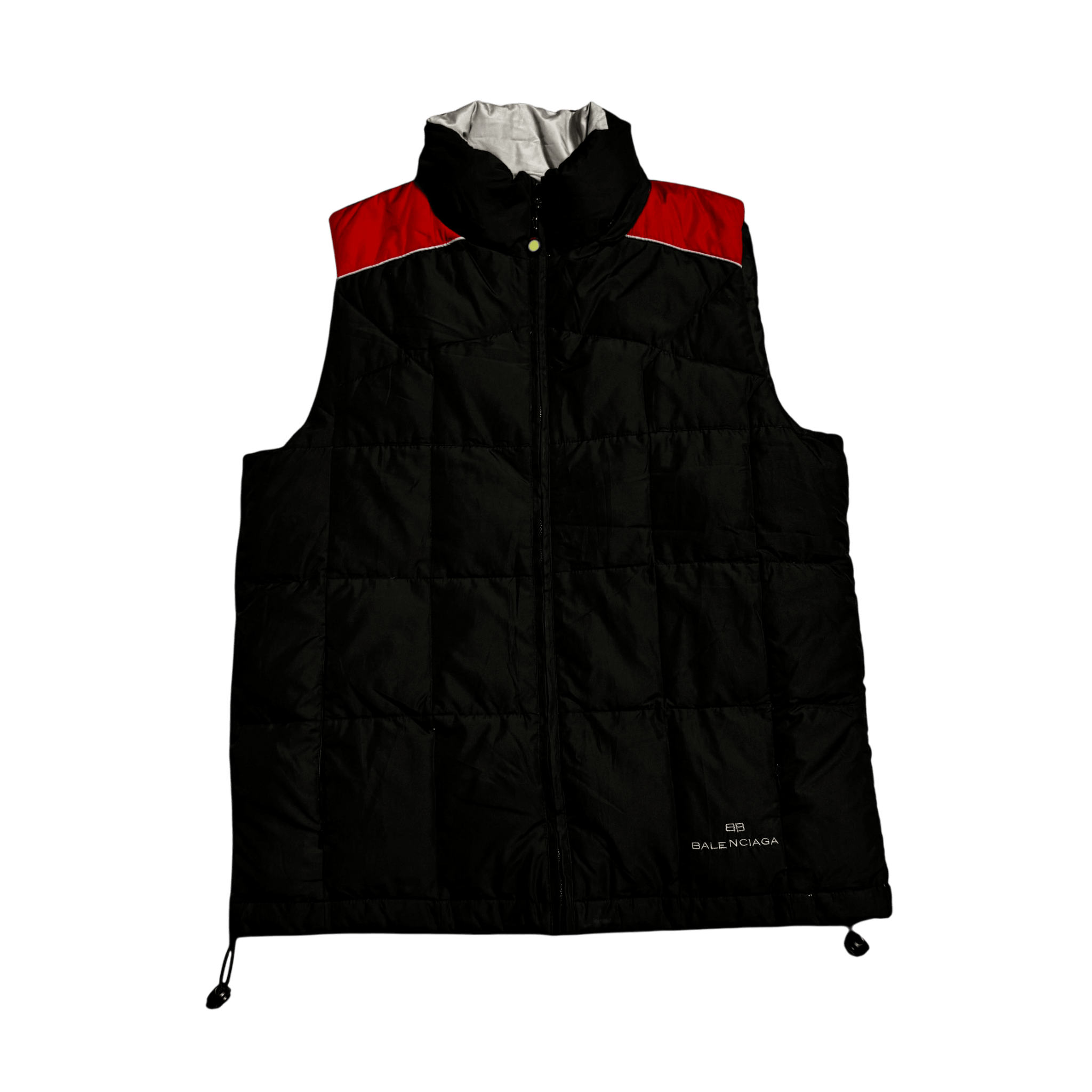 Vintage 90s Black + Red Balenciaga Puffer Gilet - L