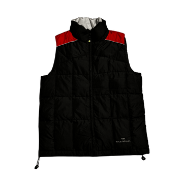 Vintage 90s Black + Red Balenciaga Puffer Gilet - L