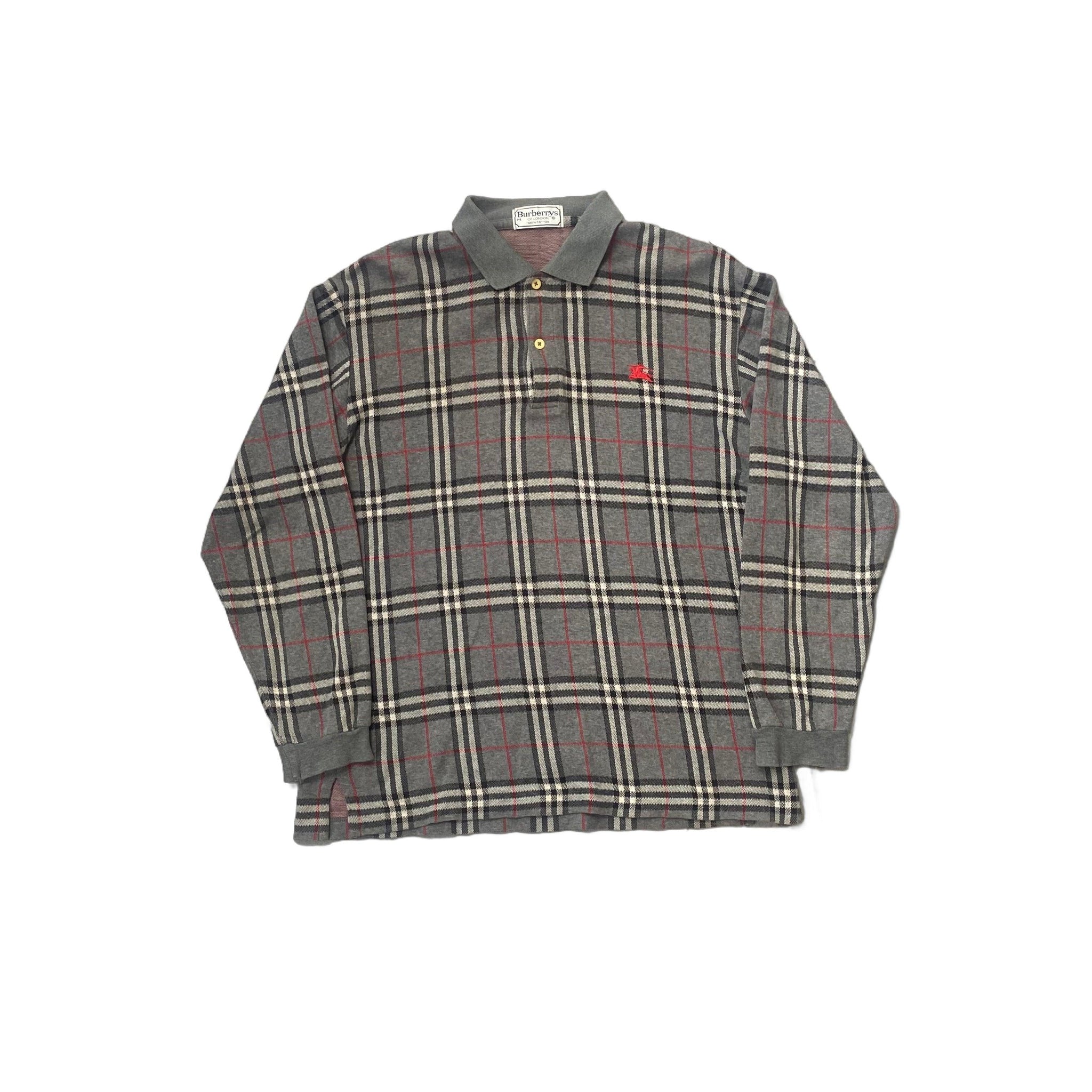 Vintage Burberry Long Sleeve Polo Shirt - M