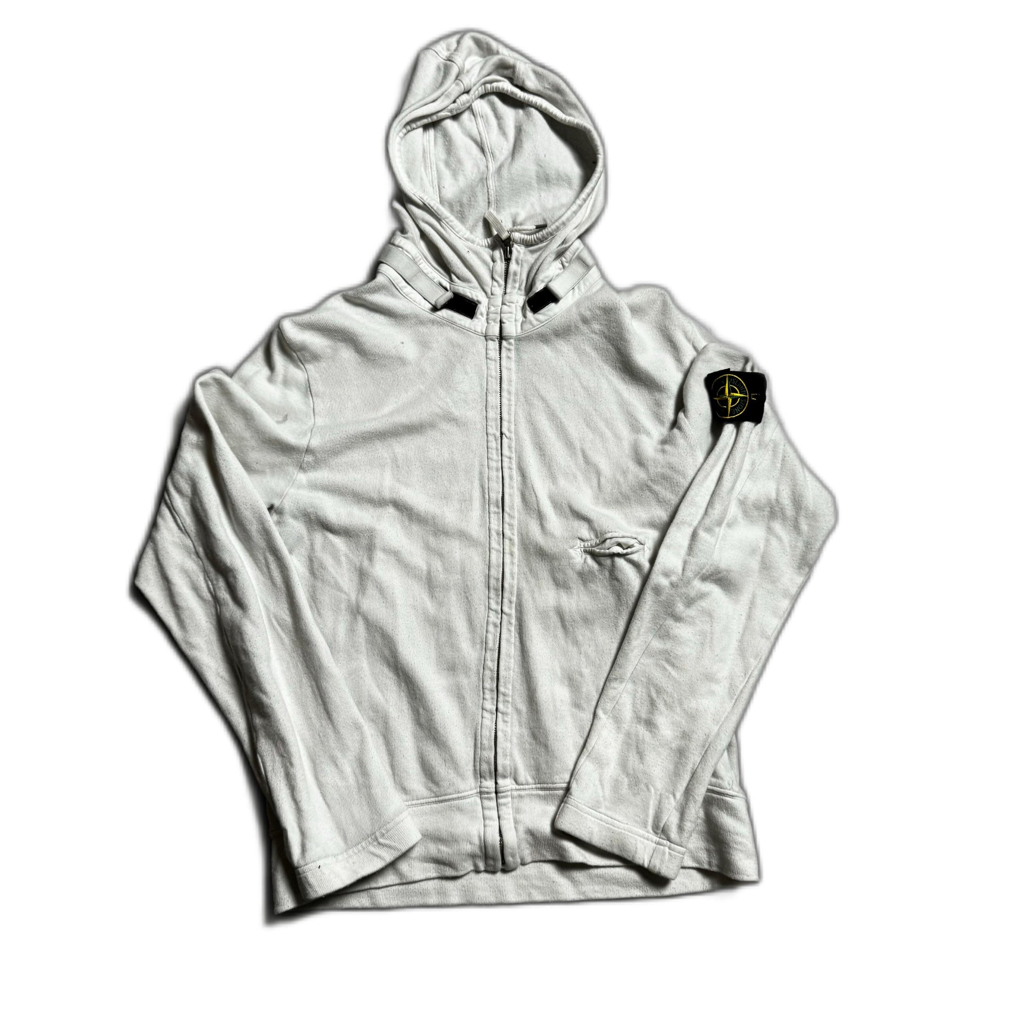 White Stone Island Zip Up Hoodie - M