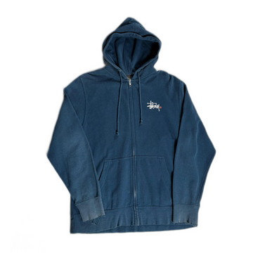 Navy Blue Stussy Zip Up Hoodie - M