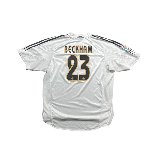 2004-05 White Real Madrid Beckham Tee - Extra Large