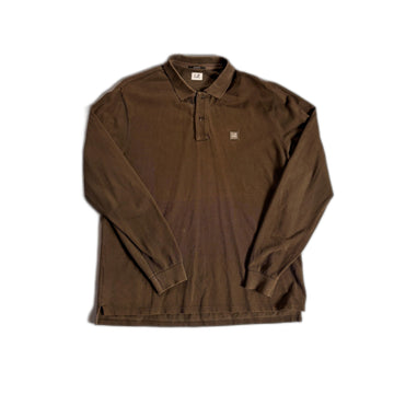 Khaki CP Company Long Sleeve Polo Shirt - XXL (Recommended Size - XL)