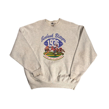 Vintage 90s Grey USA Looney Graphic Sweatshirt - XL (Recommended Size - L)