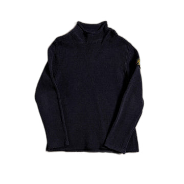 Vintage Navy Blue Stone Island Knitted Sweatshirt - L